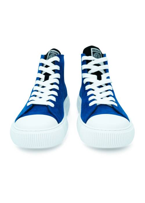 Blue suede sneakers