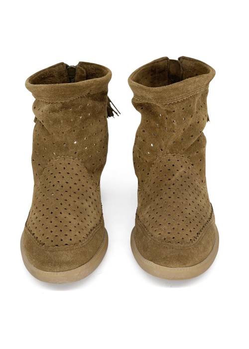 Camel suede boots