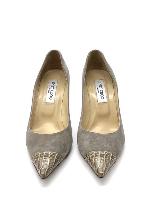 Taupe suede pumps