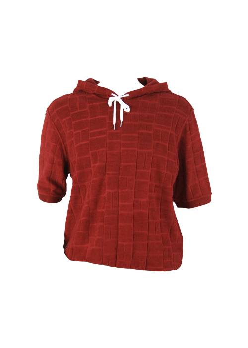 Red cotton hooded t-shirt