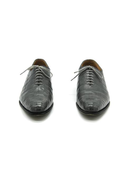 Blue-grey crocodile leather loafers