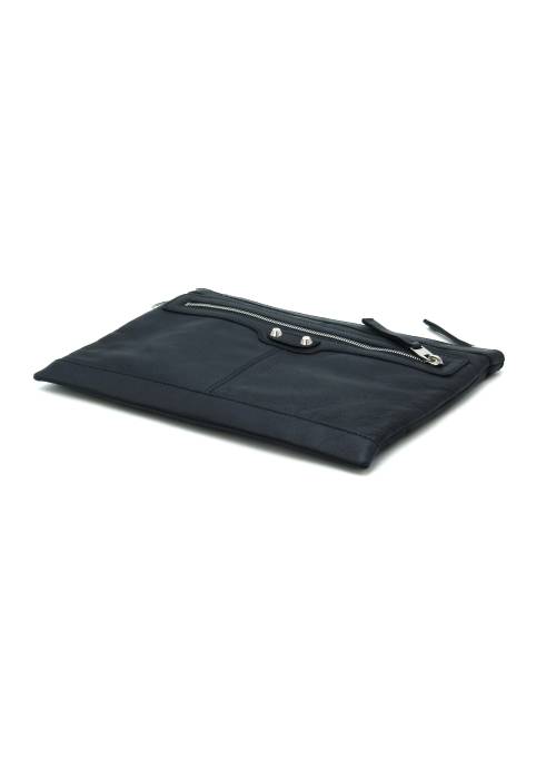 Balenciaga blue leather clutch bag