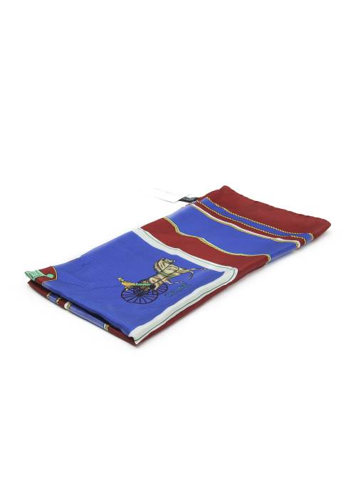 Blue and red silk scarf