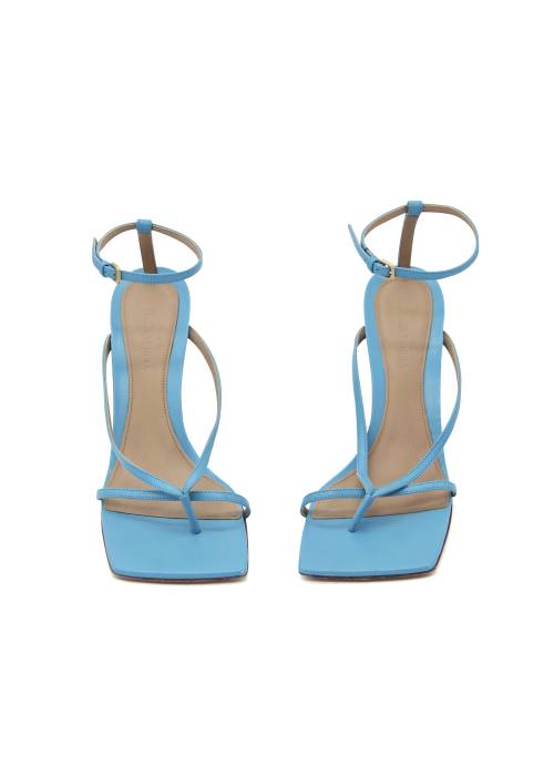 Sky blue leather heels