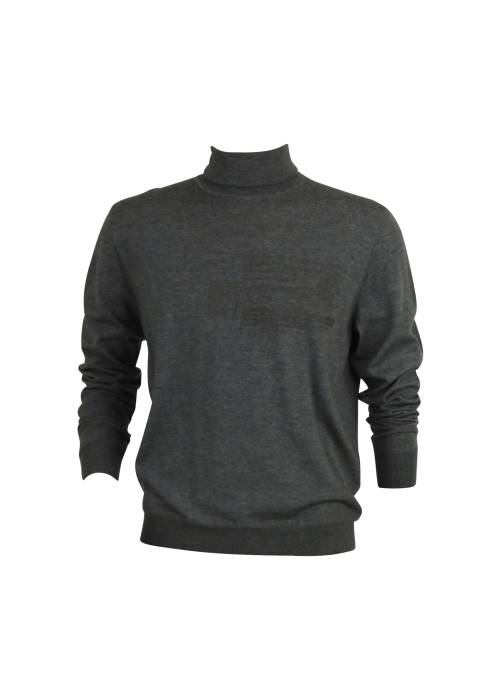 Grey wool turtleneck jumper