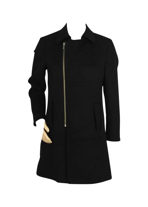 Schwarzer Mantel aus Wolle und Kaschmir