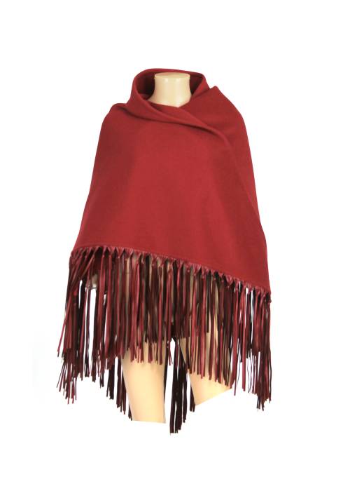 Schal aus Kaschmir und rotem Leder