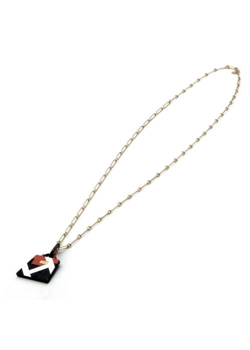 Necklace with lacquered horn pendant