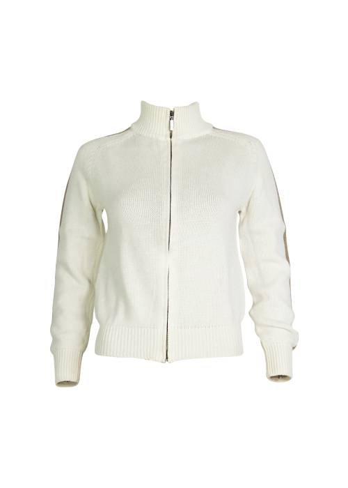 White cotton zip-up jumper