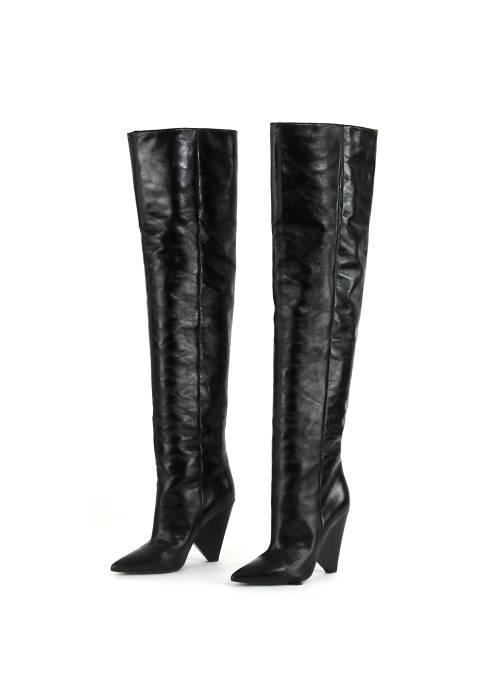 Niki black patent leather boots