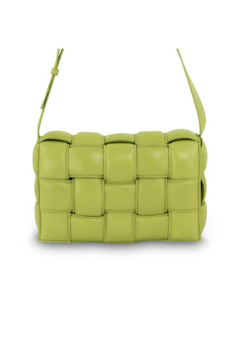 Padded Cassette leather bag yellow-green
