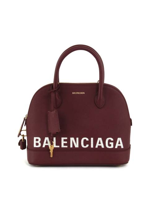 City bag in burgundy leather