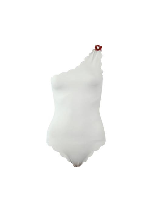 White asymmetric swimming costume
