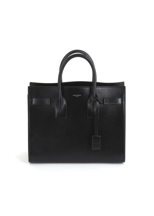 Black leather day bag