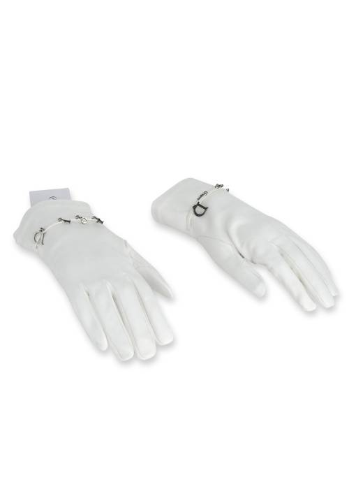 Handschuhe aus weißem Leder
