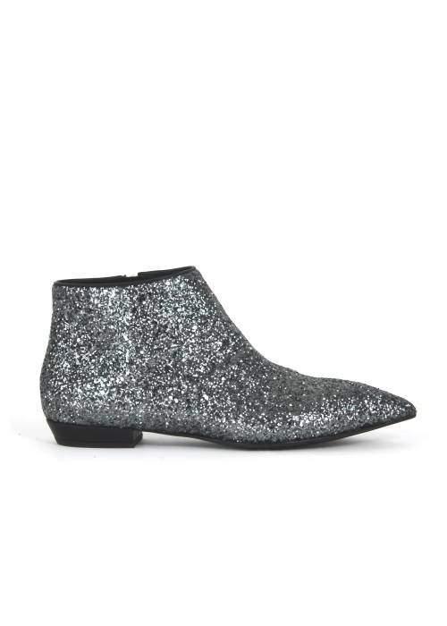 Silver sequin ankle boots