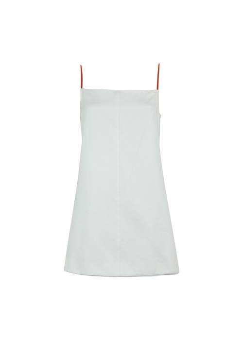 White dress with orange straps