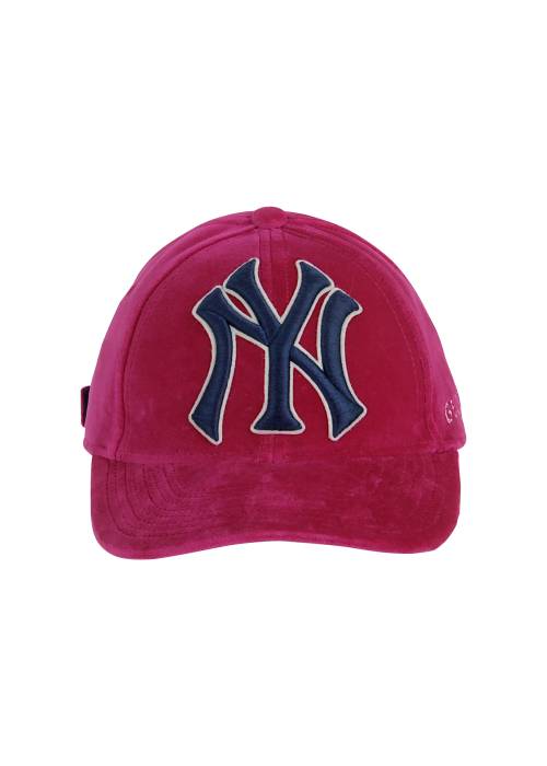 NY cap in pink velvet