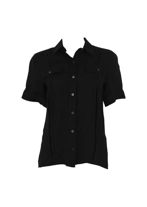 Schwarzes Hemd mit kurzen Ärmeln