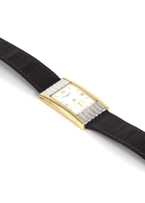 Steel watch with leather strap