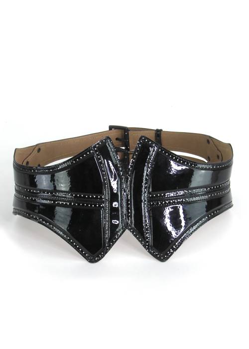 Black patent leather belt