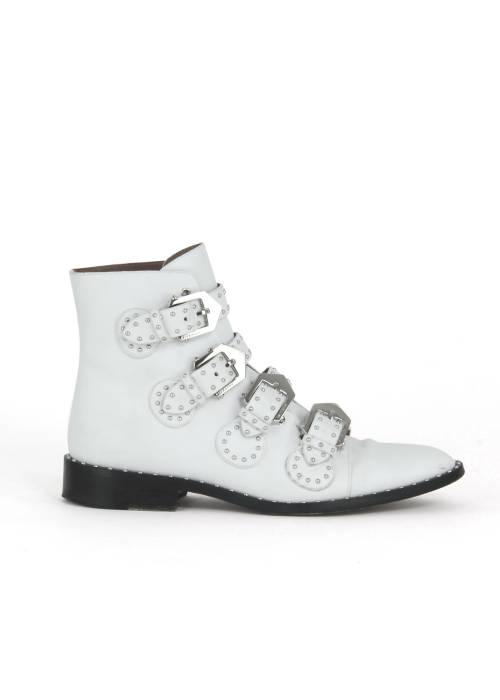 White leather and studded boots