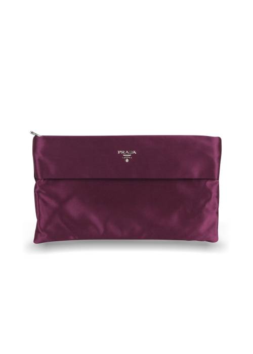 Purple satin clutch bag