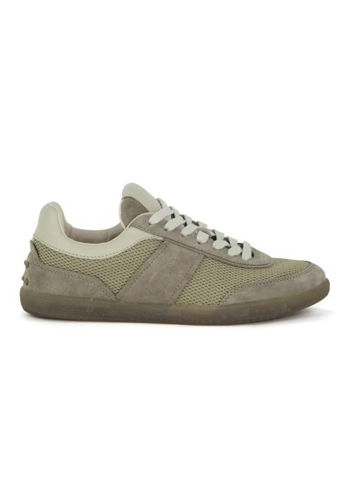Suede and beige fabric sneakers