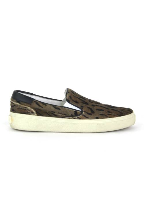 Slip On-Sneakers aus Kalbsleder mit Leopardenmuster