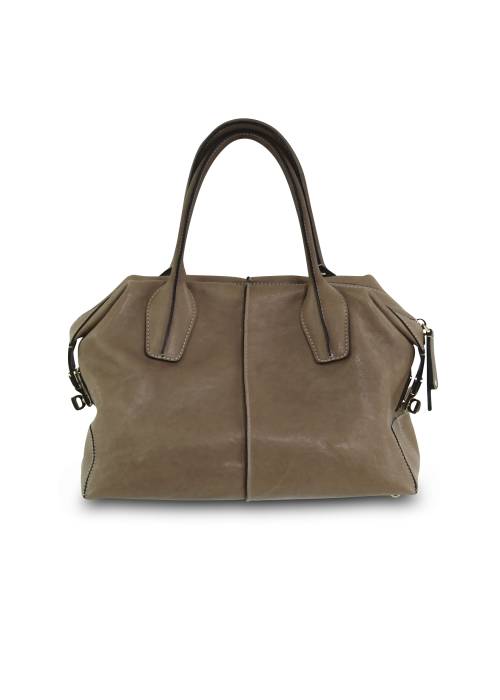 Beige leather handbag