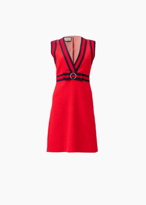 Red and navy blue cotton dress