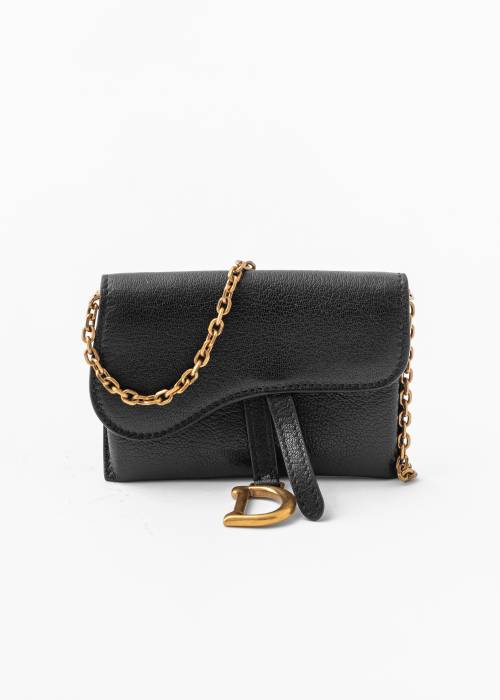 Black leather chain purse