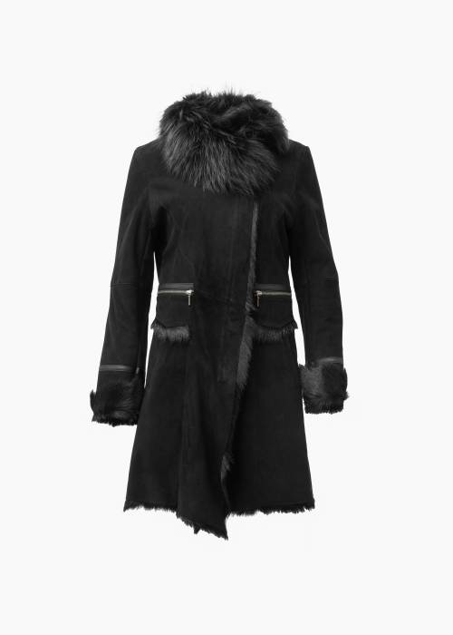 Long black fur jacket