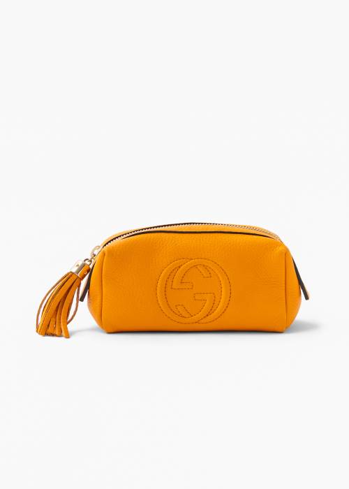 Geldbörse aus orangefarbenem Leder