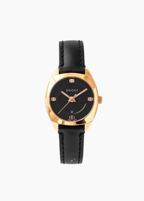 Armbanduhr aus goldfarbenem und schwarzem Stahl