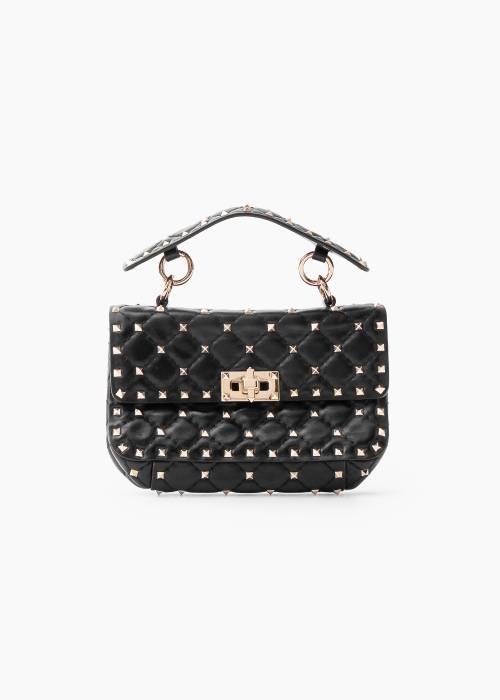 Rockstud bag in black leather with gold jewelry