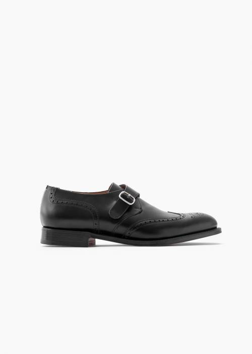 Black leather loafers with buckle