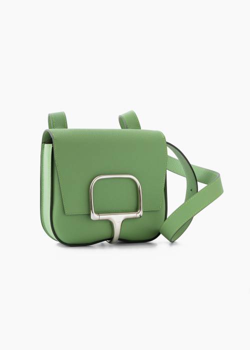 Della cricket green leather bag