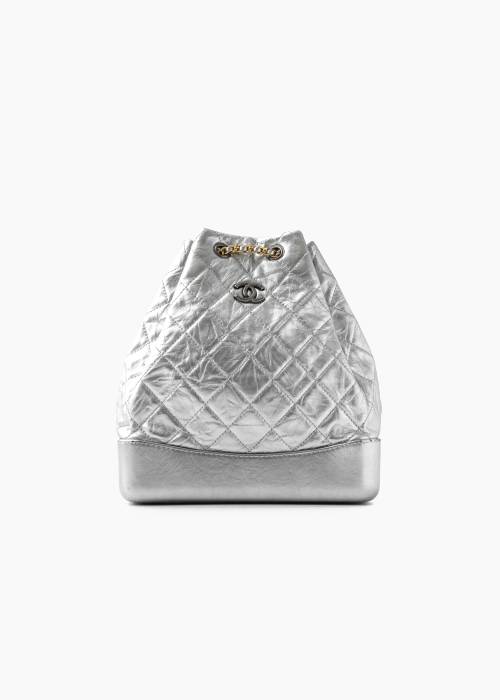 Gabrielle silver leather backpack