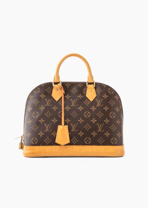 Alma PM brown bag in leather and monogram canvas