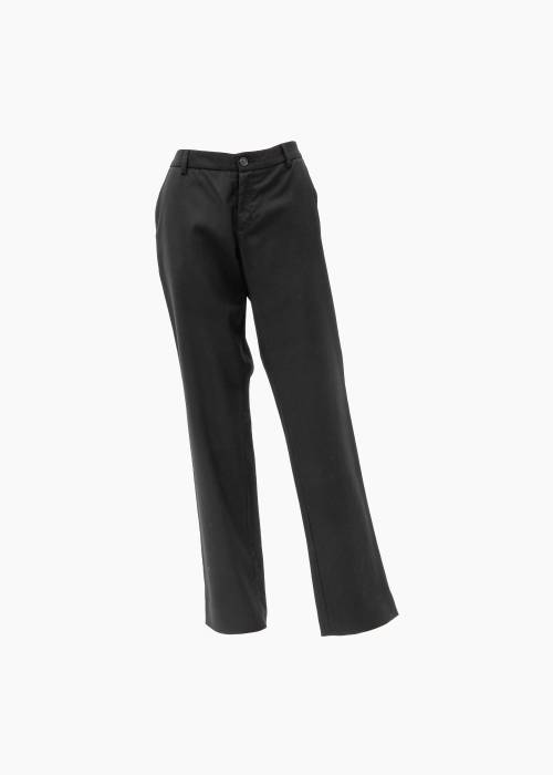 Straight-leg black wool pants