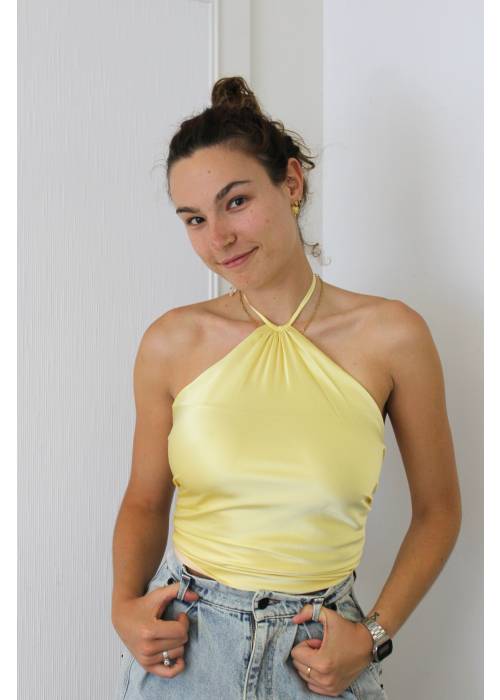 Francesca Miranda - Top en soie jaune pastel