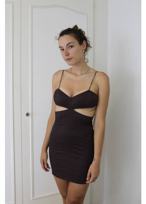 Zeynep Arcay - Robe marron avec ouverture