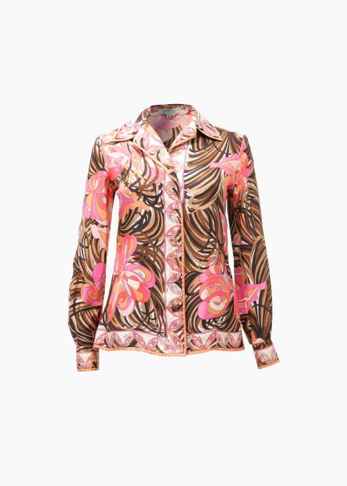 Pink and brown silk blouse