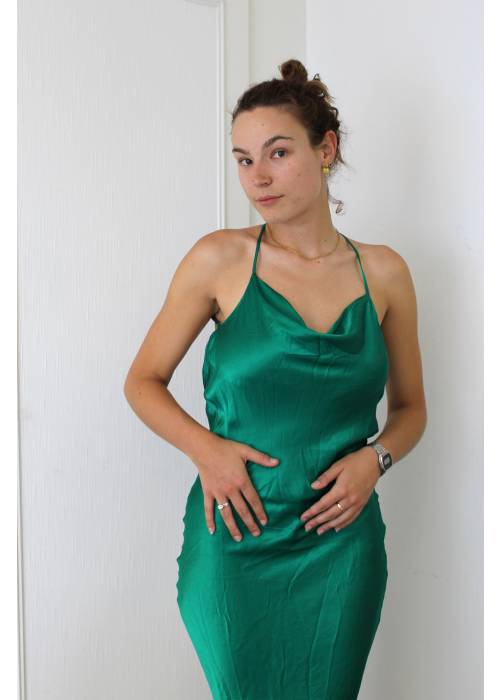 Rat & Boa - Long dress in green silk