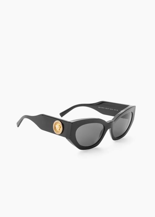 Schwarze Sonnenbrille mit goldenem Detail