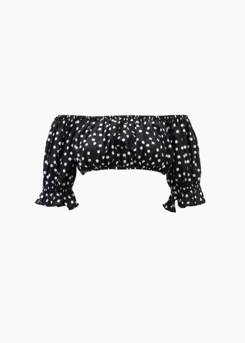 Cotton short top with polka dots