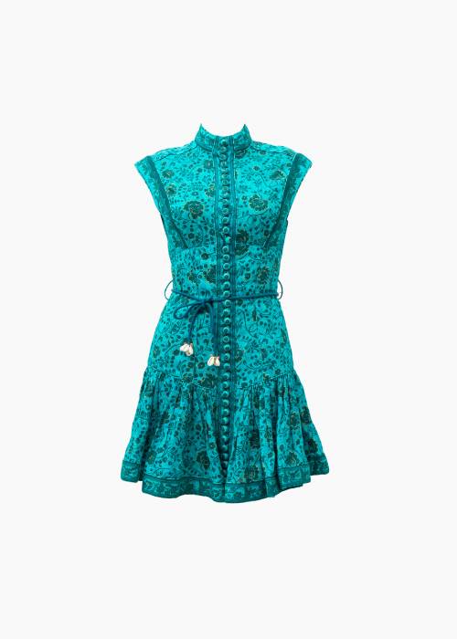 Turquoise linen dress