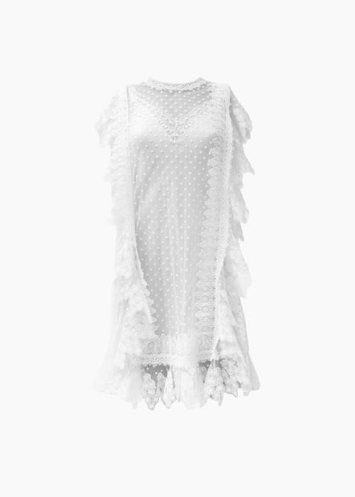 Nahla-Kleid aus weißem Tüll und Spitze