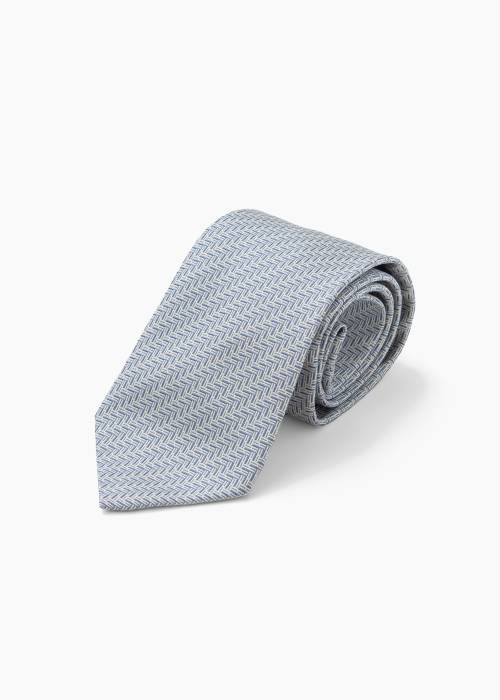 Cravate en soie bleu et blanc